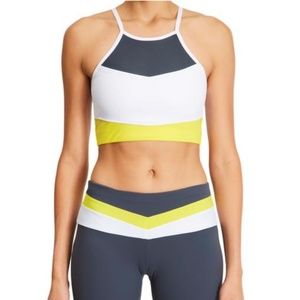 BOOM BOOM ATHLETICA Cutaway Halter Bra Grey/Yellow